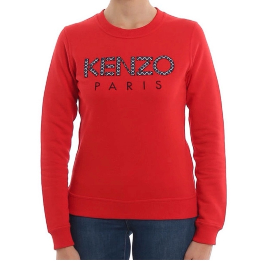 Kenzo Paris Logo Cotton Sweatshirt in Medium Red